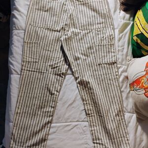 BDG Cream and Black Striped Barrel Leg Straight Fit Jeans